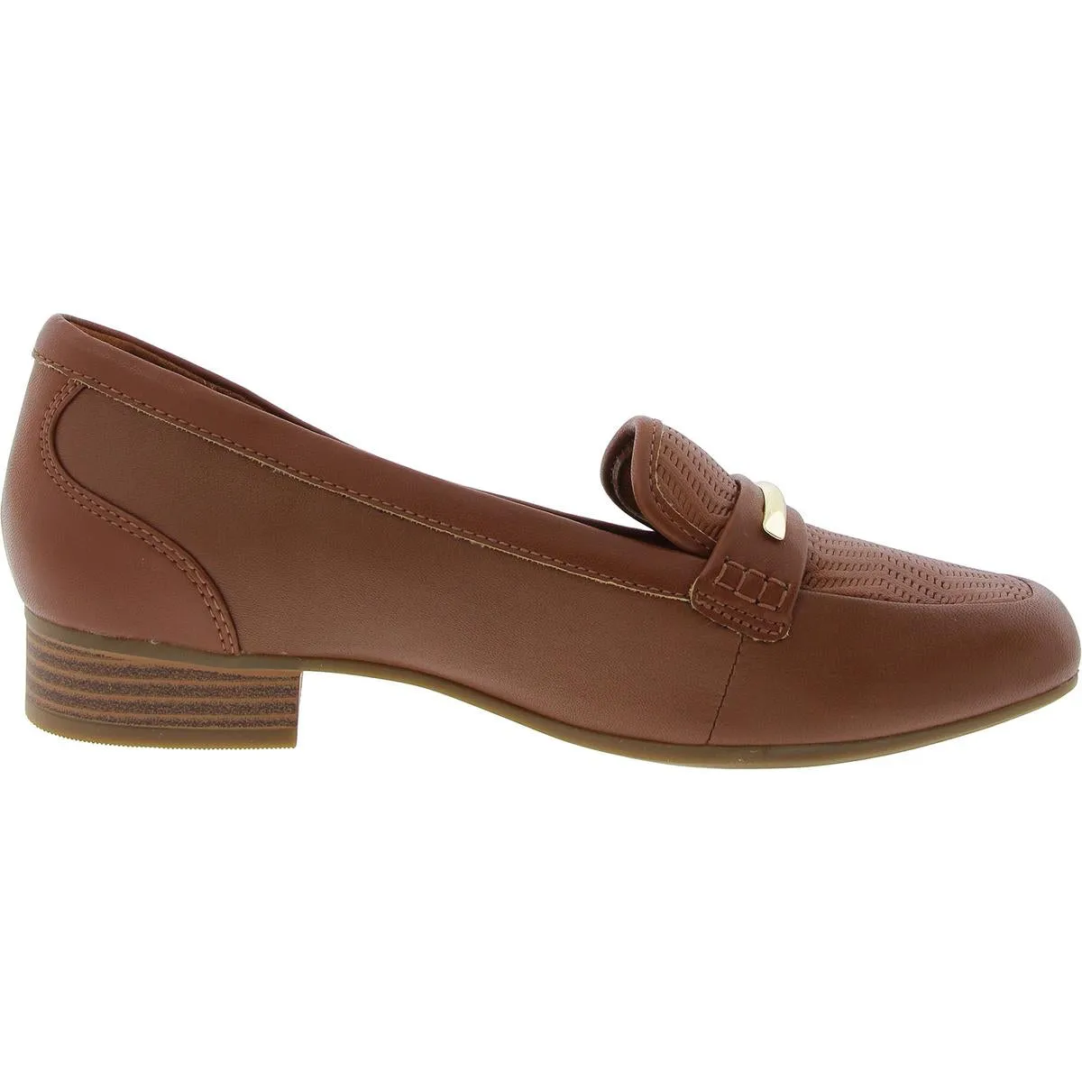 26177194 Womens Block Heel Leather Loafer Heels