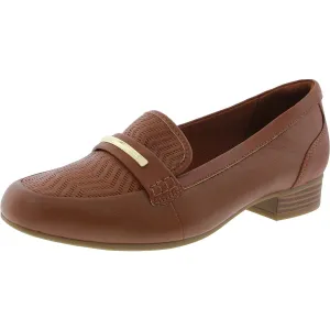 26177194 Womens Block Heel Leather Loafer Heels
