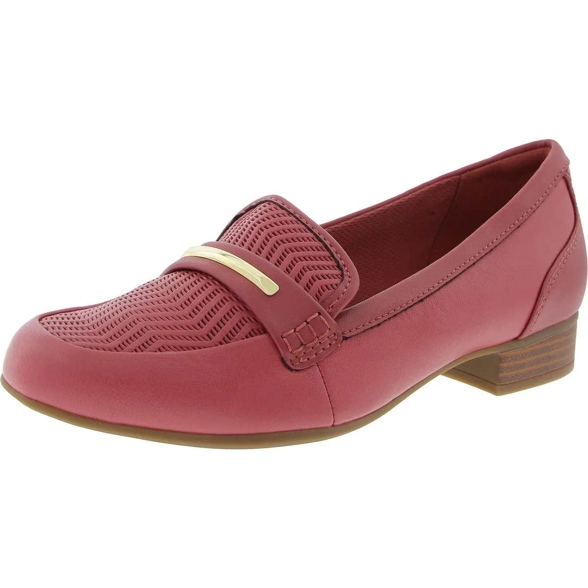 26177194 Womens Block Heel Leather Loafer Heels