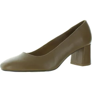 514204 Womens Solid Leather Block Heels