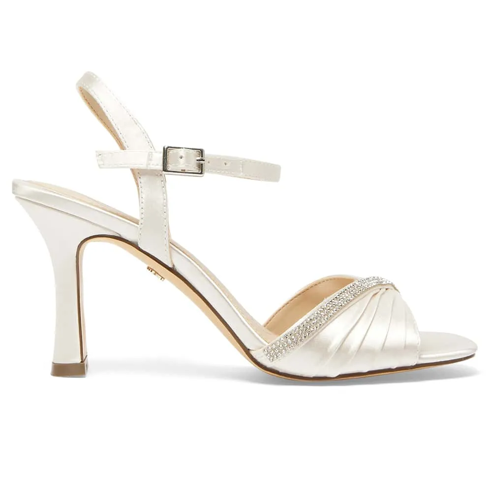 Agnes Heel in Ivory Satin