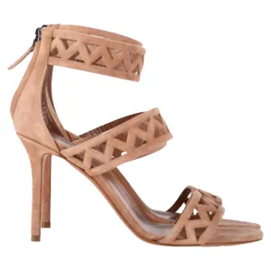 Alaa 90 Laser-Cut Sandals in Nude Suede
