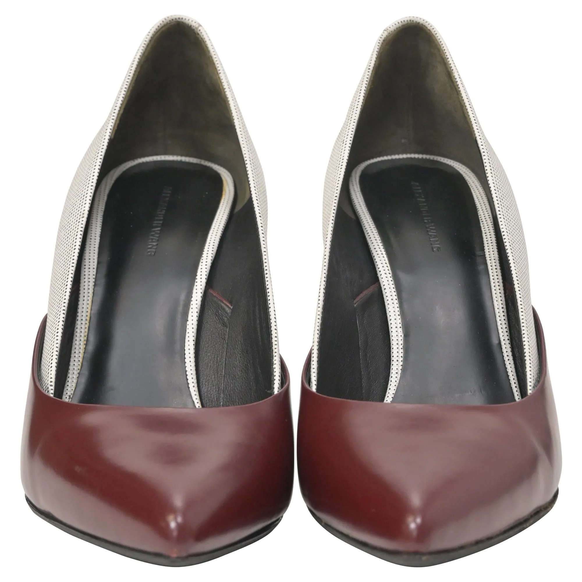 Alexander Wang Two-Tone High Heel Pumps in Cream and Burgundy Leather