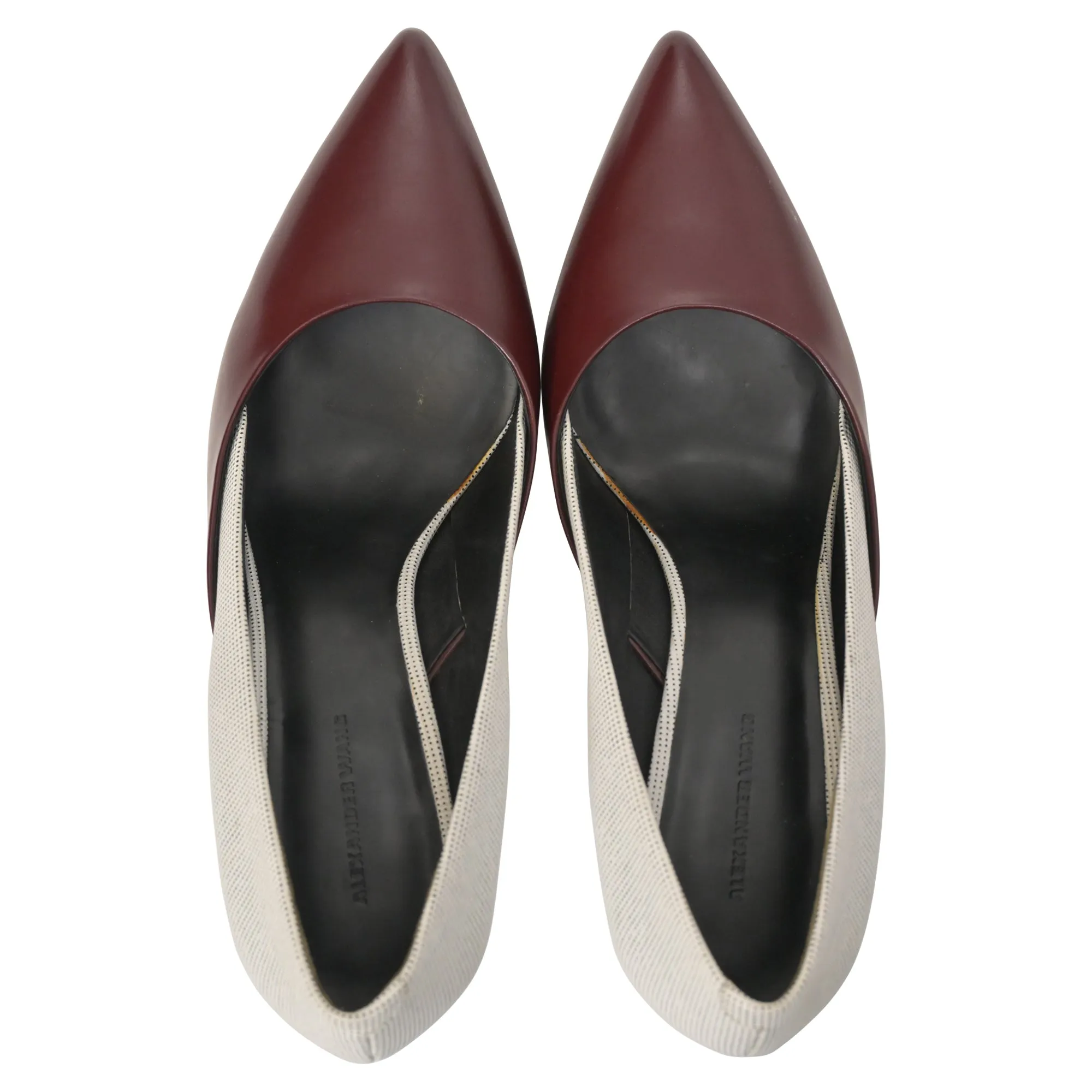 Alexander Wang Two-Tone High Heel Pumps in Cream and Burgundy Leather