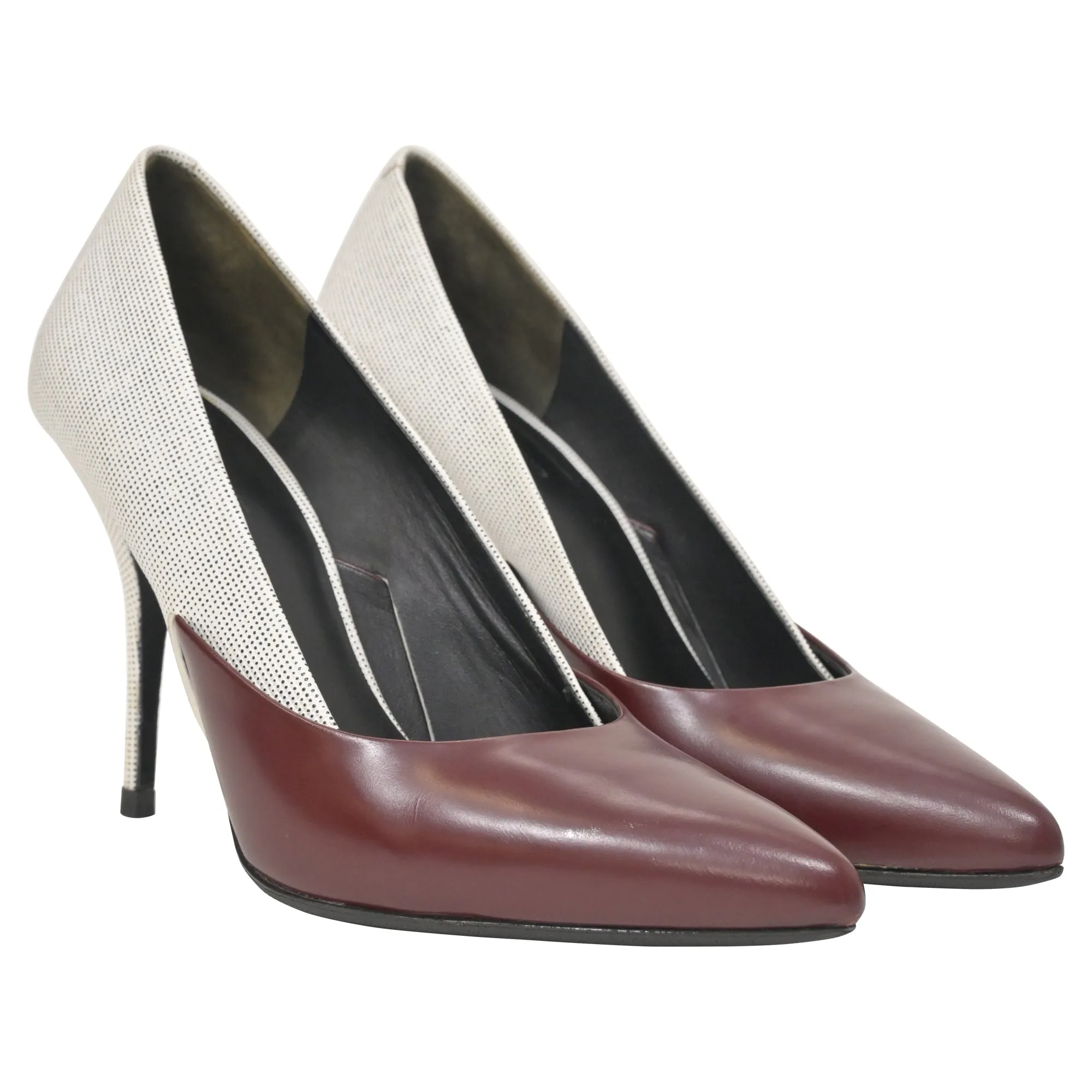 Alexander Wang Two-Tone High Heel Pumps in Cream and Burgundy Leather