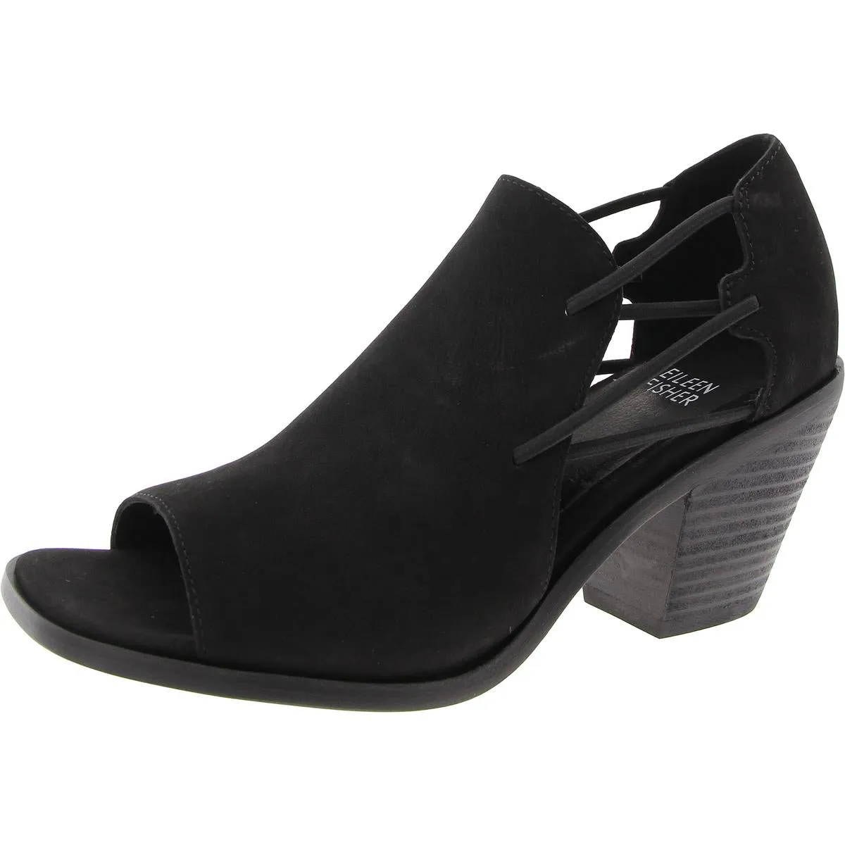 Alfie Womens Nubuck Open Toe Block Heels