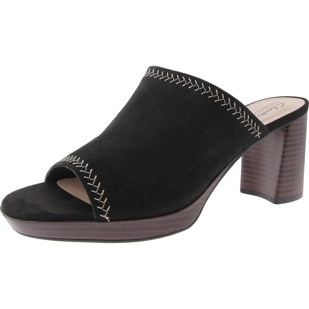 AMBYRLYNPARK Womens Embroidered Leather Block Heels