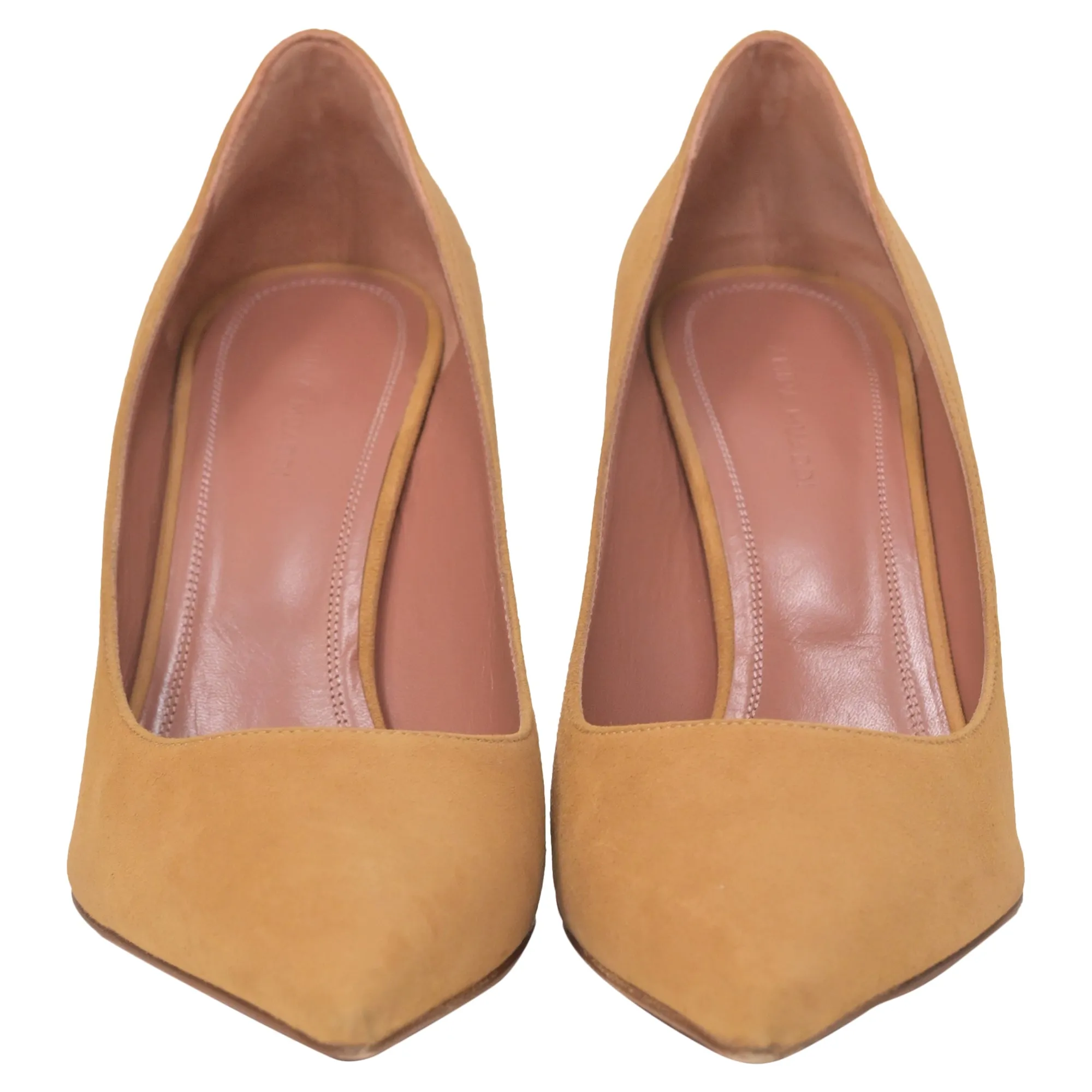 Amina Muaddi Ami Pumps 95 In Camel Suede