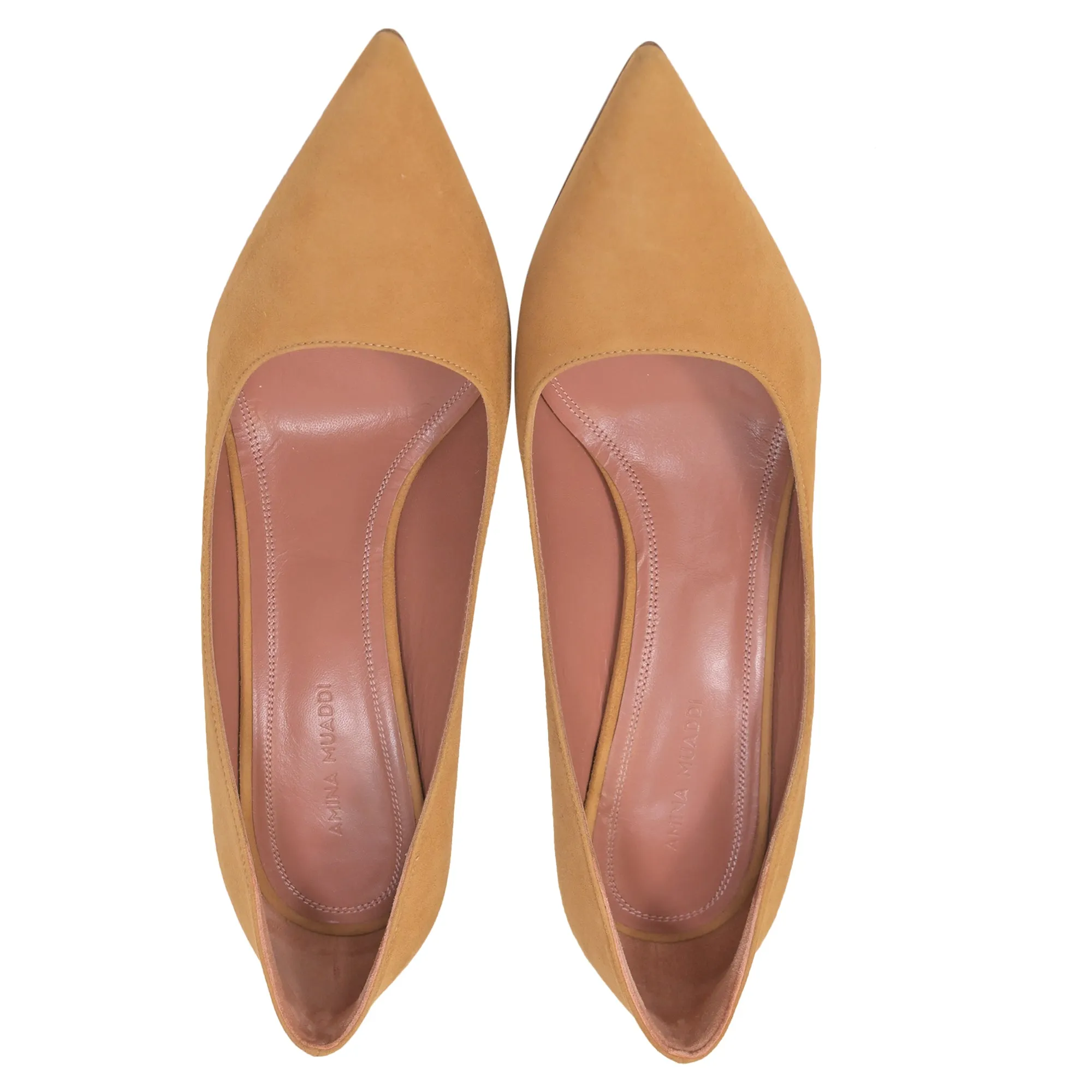 Amina Muaddi Ami Pumps 95 In Camel Suede