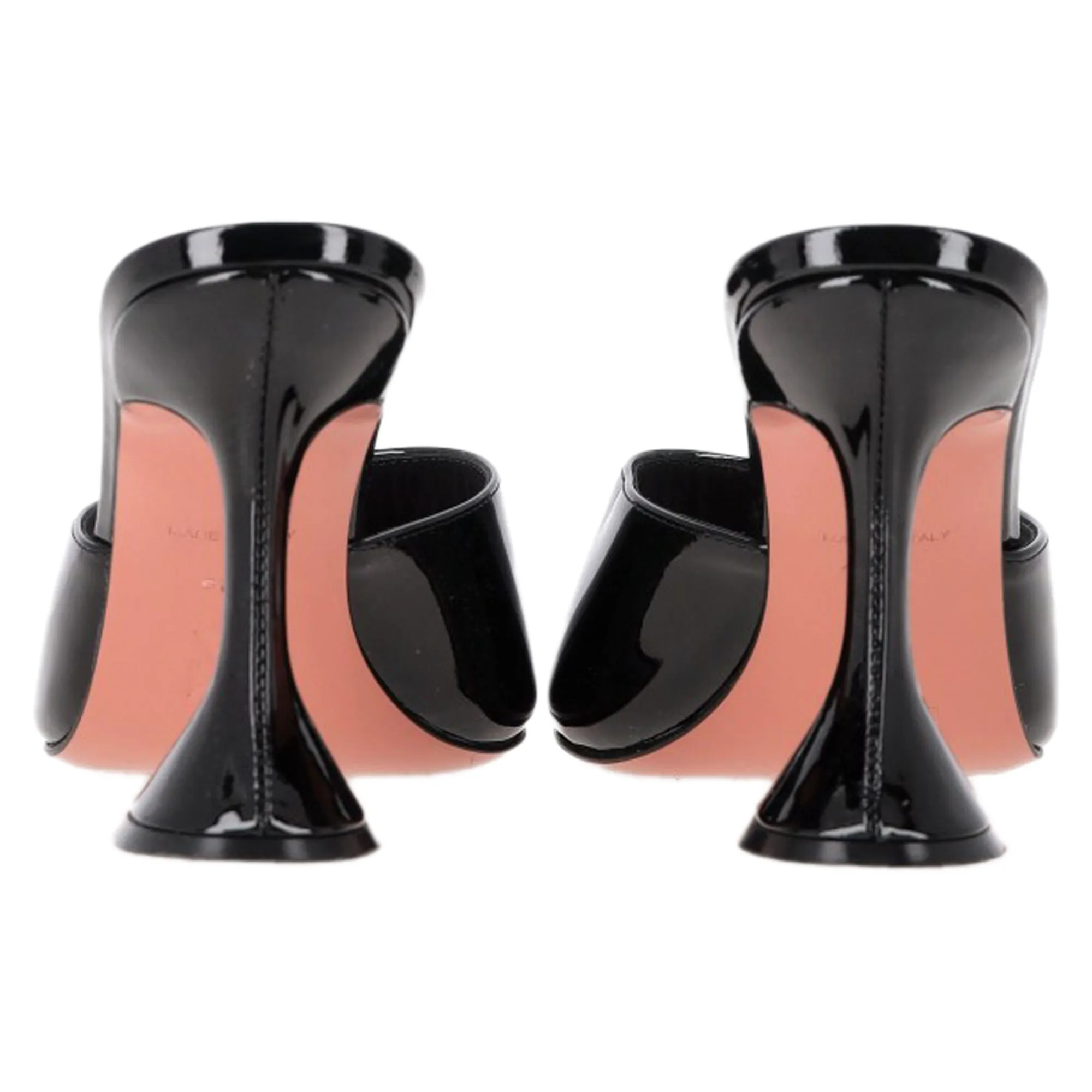 Amina Muaddi Lupita Slip-On Sandal Heels in Black Leather