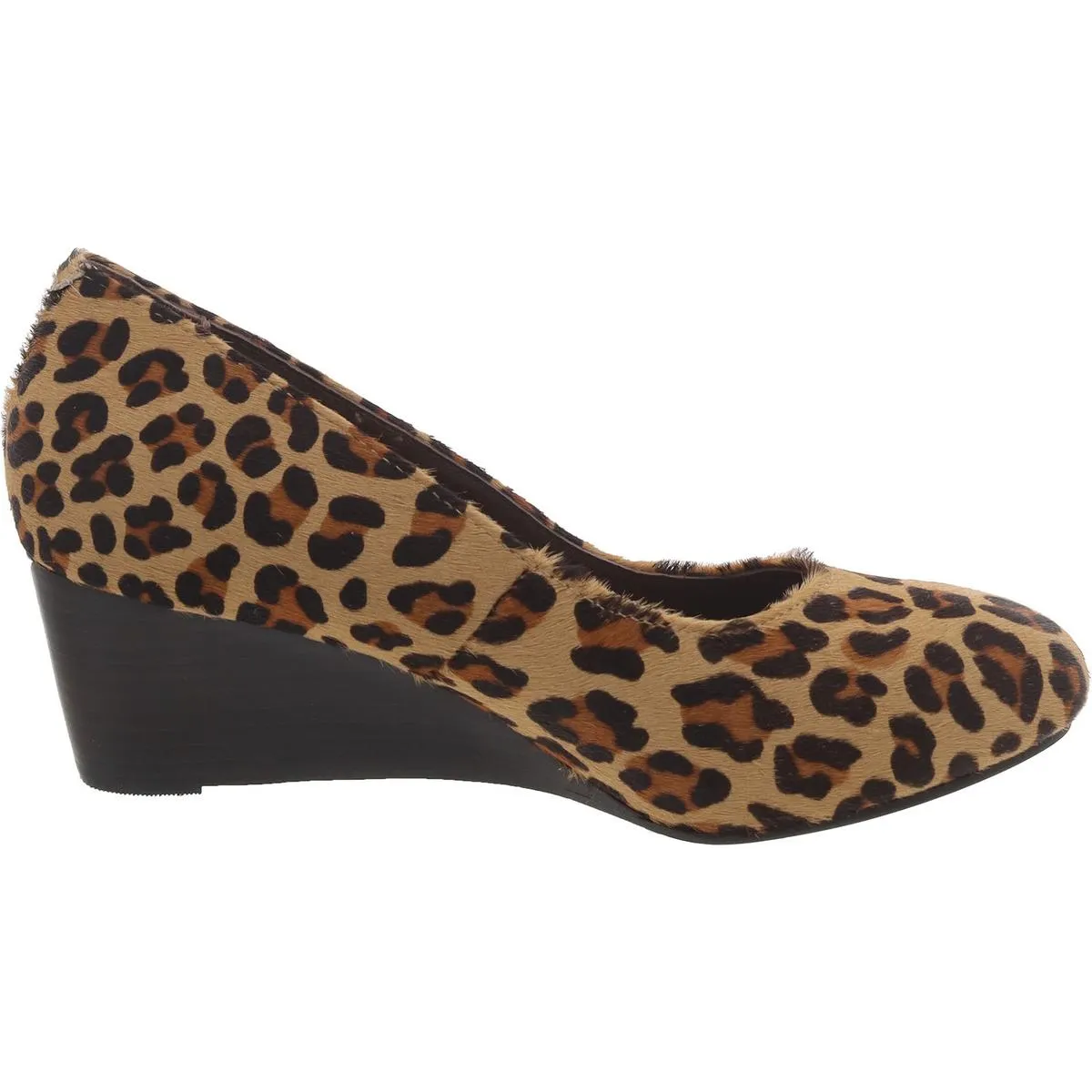 Antonia Womens Calf Hair Leopard Print Wedge Heels