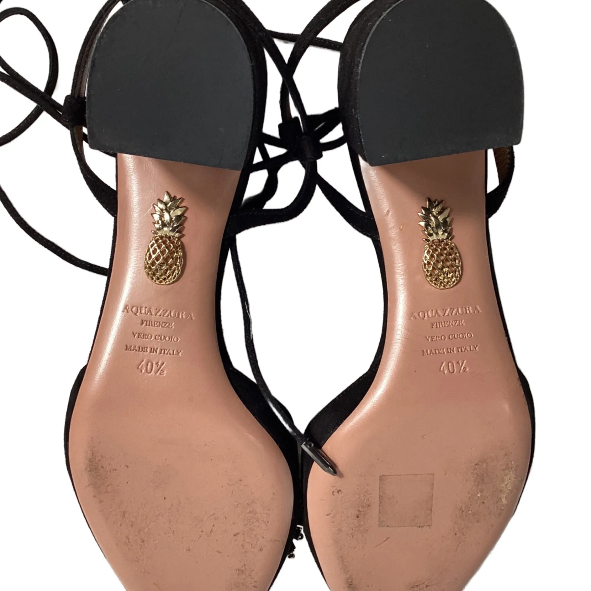 Aquazzura Crystal-Embellished Sandals in Black Suede