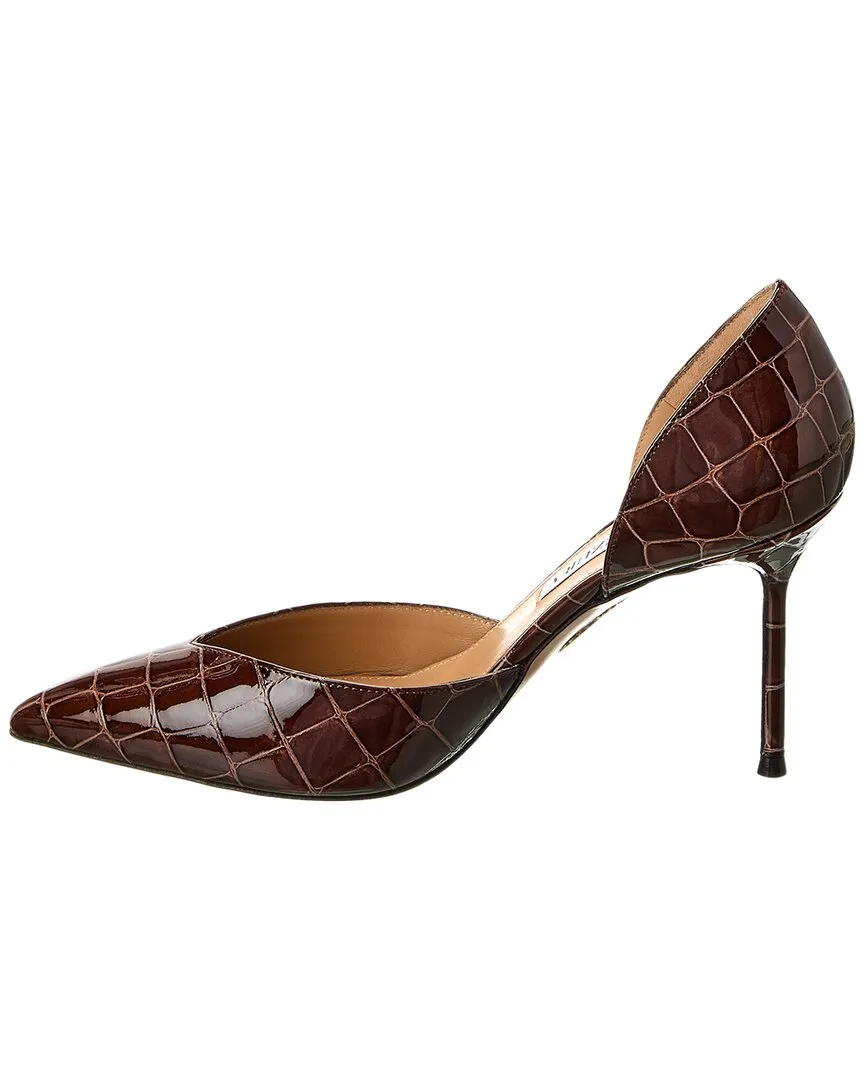 Aquazzura Uptown 85 Croc-Embossed Patent Pump