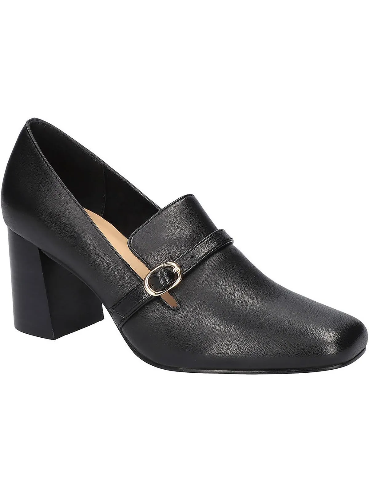 Ashton Womens Leather Slip On Loafer Heels