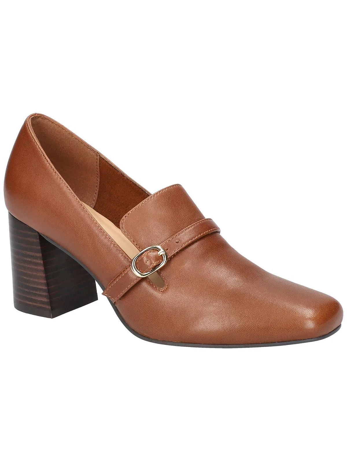 Ashton Womens Leather Slip On Loafer Heels