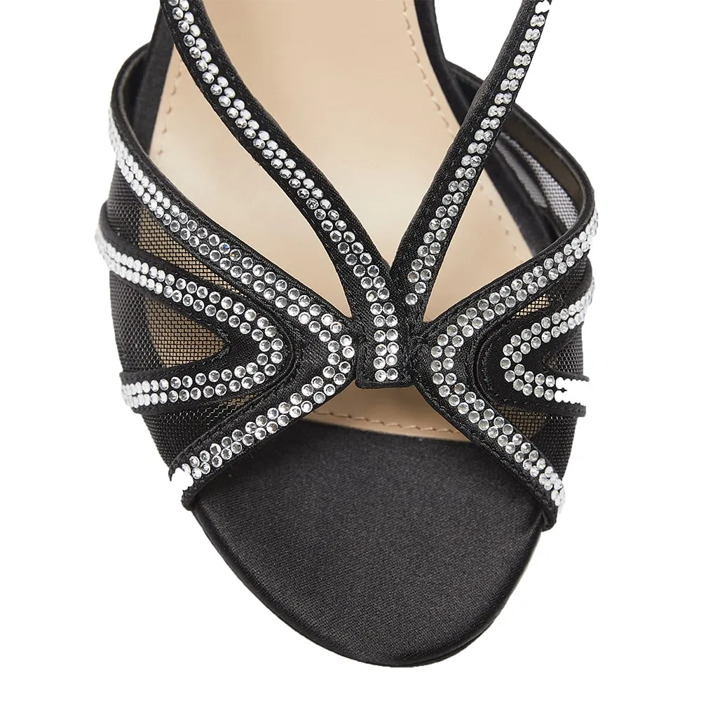Barbara Heel in Black Satin