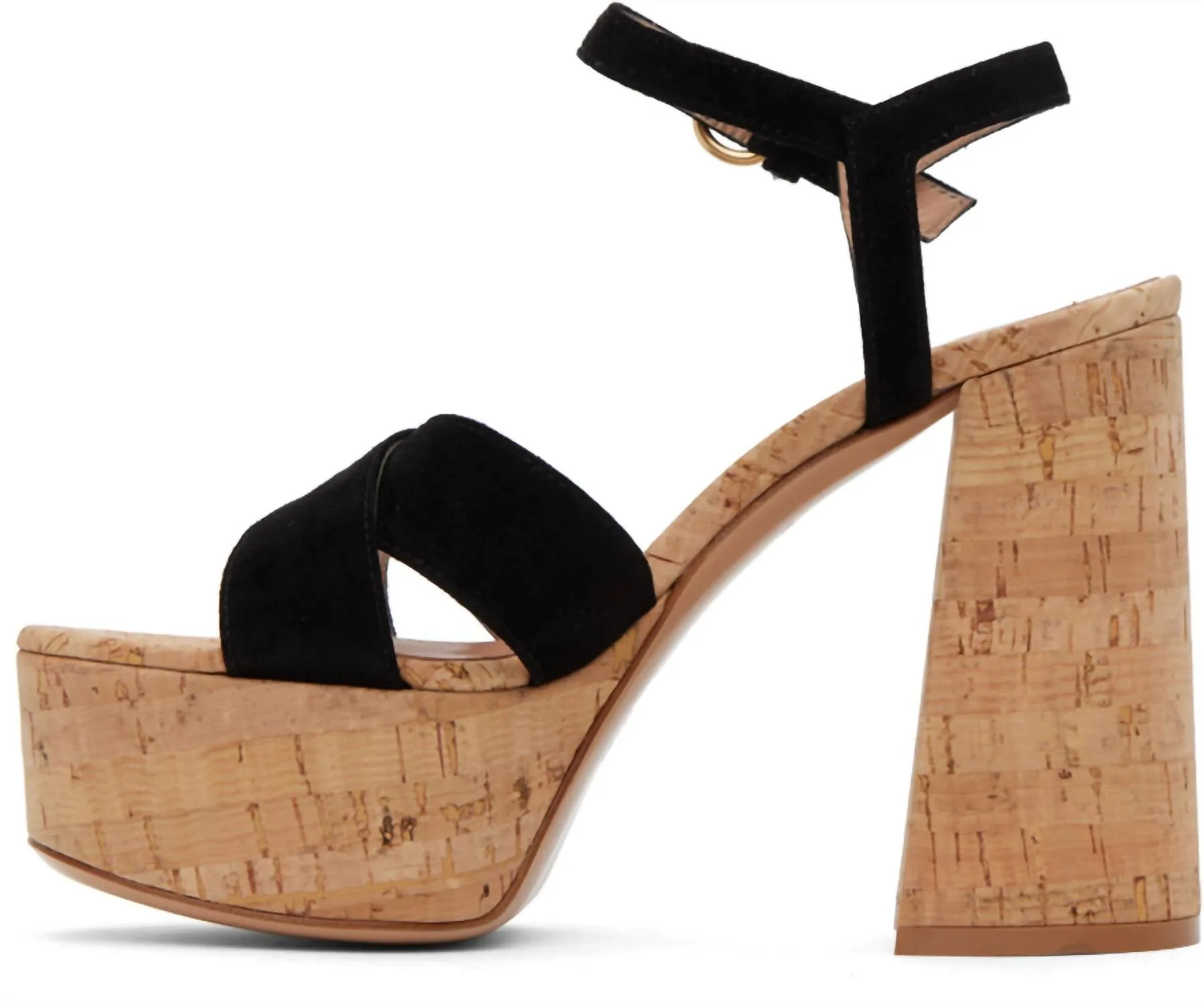 Bebe Heeled Sandals In Black & Cork
