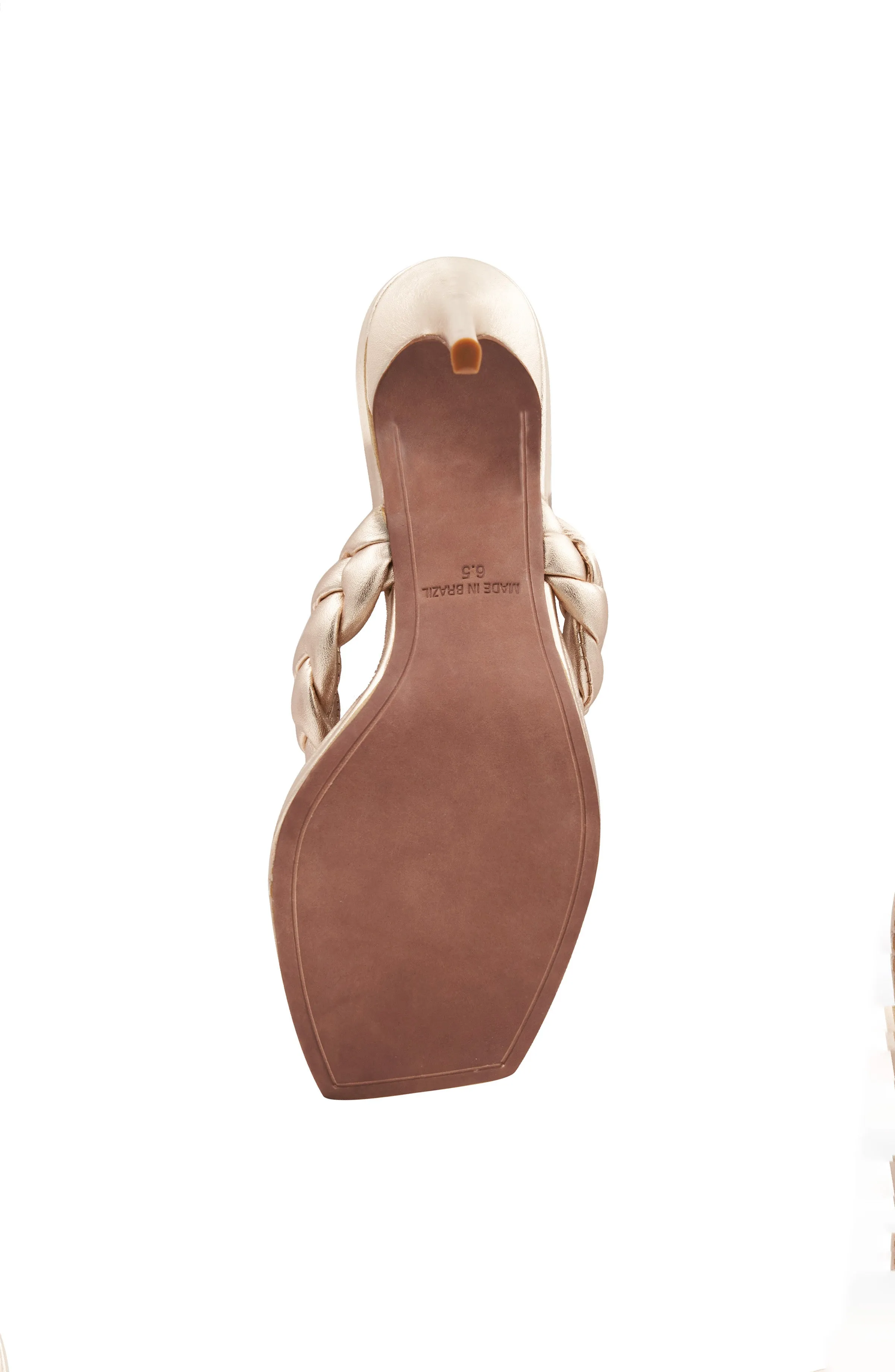 BELLA PLATINO LEATHER BRAIDED SANDAL HEEL
