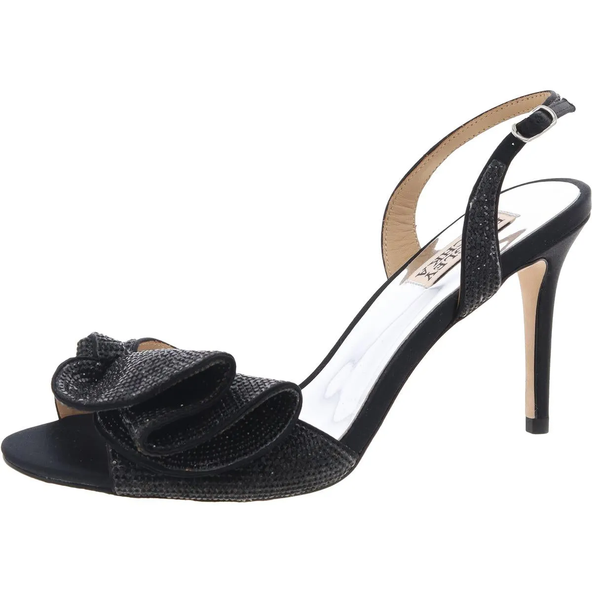 BHFO Womens Bow Leather Slingback Heels