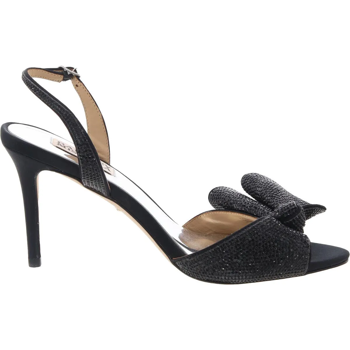 BHFO Womens Bow Leather Slingback Heels