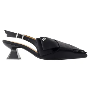 Big Bow Kitten Pumps - Ganni - Synthetic - Black