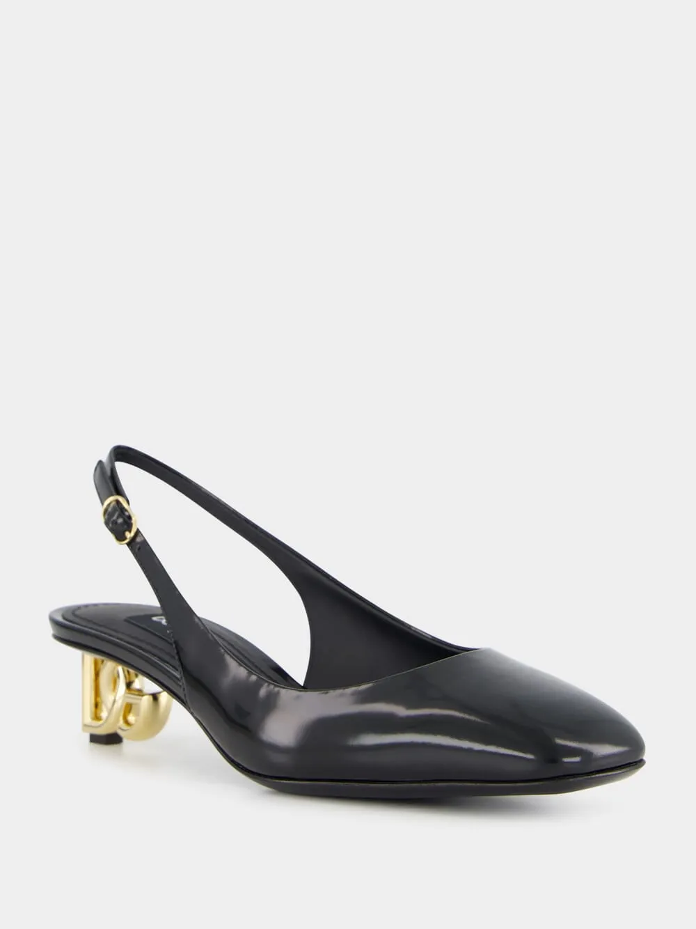 Black Patent Leather Slingbacks with DG Heel