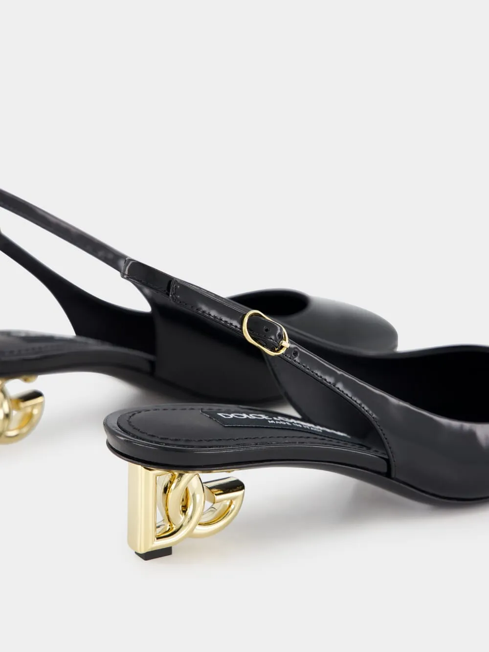 Black Patent Leather Slingbacks with DG Heel