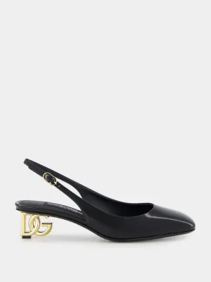 Black Patent Leather Slingbacks with DG Heel