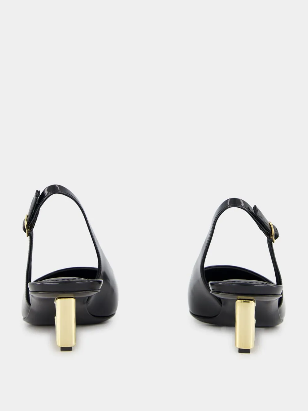 Black Patent Leather Slingbacks with DG Heel