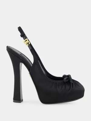 Black Satin Slingbacks
