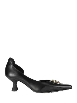 Black Slip-On Shoe With Gold Logo Plaque