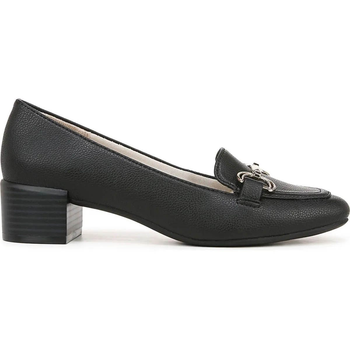 BLISS Womens Cushioned Footbed Leather Loafer Heels