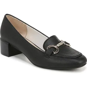 BLISS Womens Cushioned Footbed Leather Loafer Heels