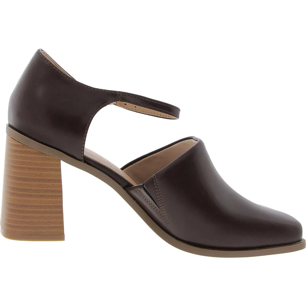 Bobby Womens Faux Leather Square Toe Block Heels
