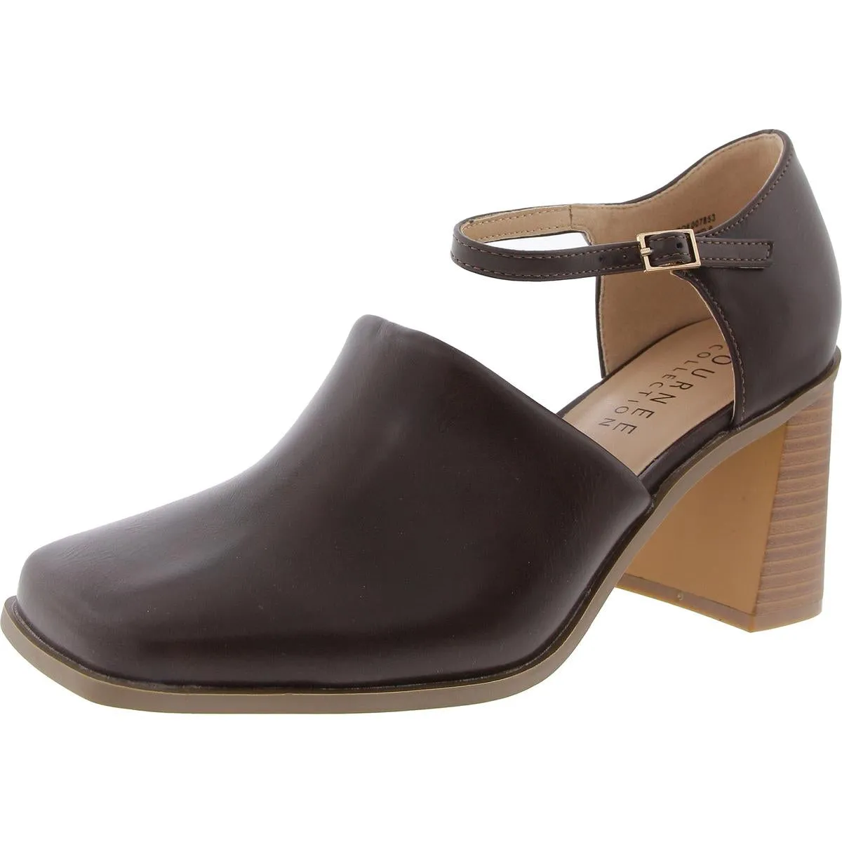 Bobby Womens Faux Leather Square Toe Block Heels
