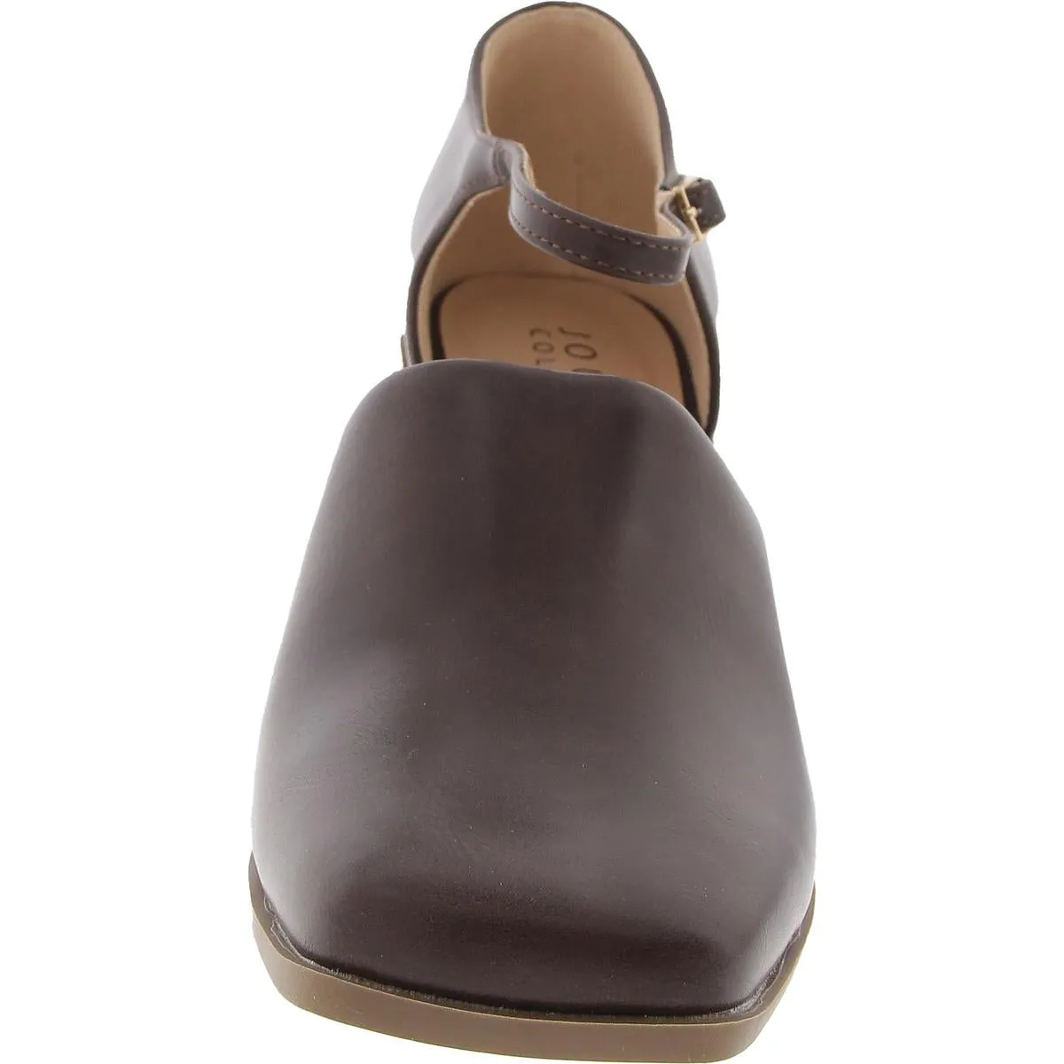 Bobby Womens Faux Leather Square Toe Block Heels