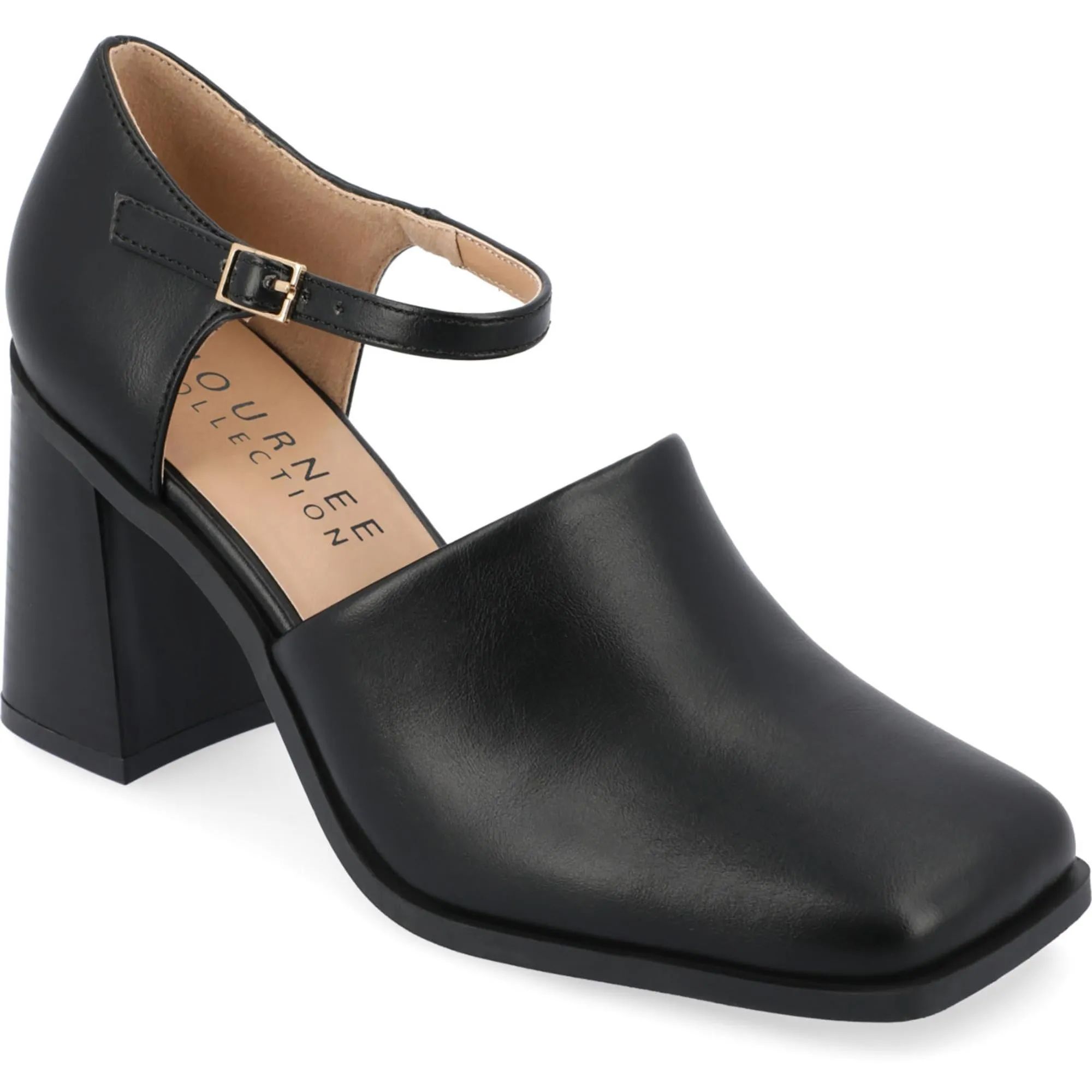 Bobby Womens Faux Leather Square Toe Block Heels