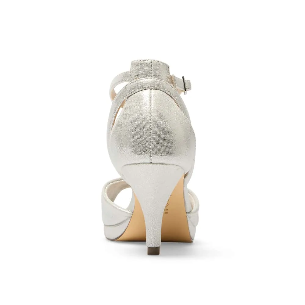Briza Heel in Silver Shimmer Suedette