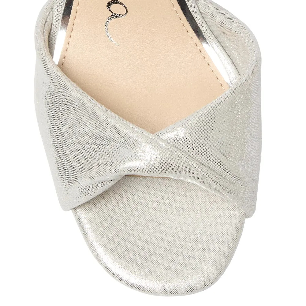 Briza Heel in Silver Shimmer Suedette