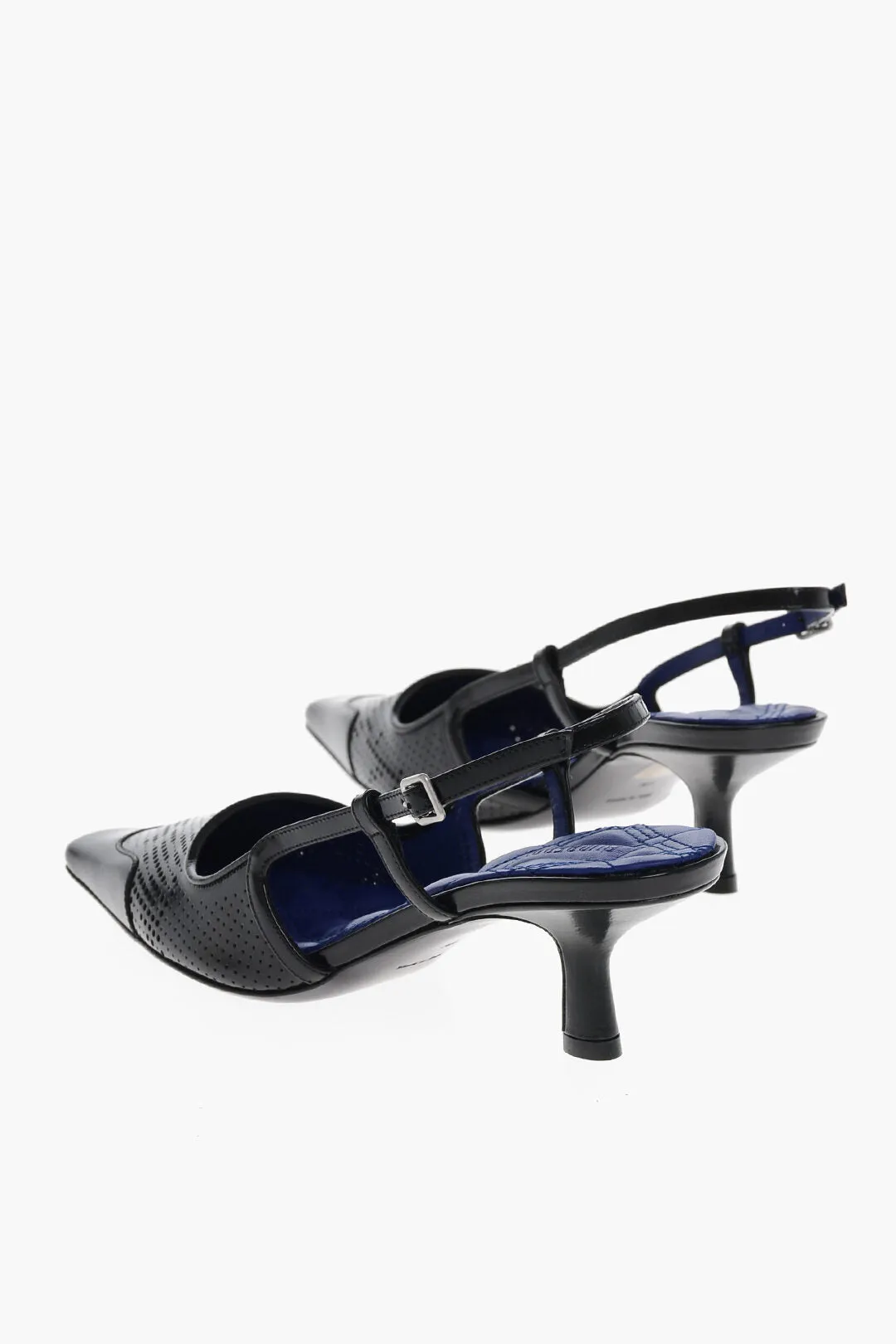 Burberry Perforated Leather Slingbacks With Squared Toe 5Cm