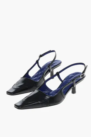 Burberry Perforated Leather Slingbacks With Squared Toe 5Cm