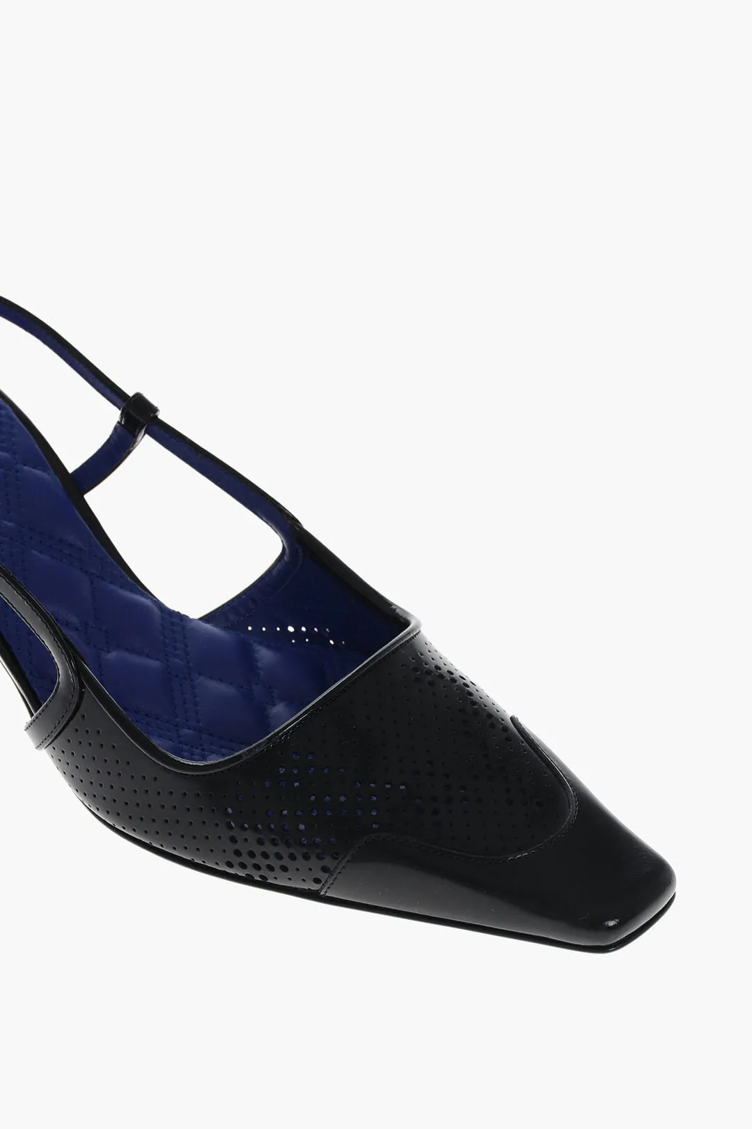 Burberry Perforated Leather Slingbacks With Squared Toe 5Cm