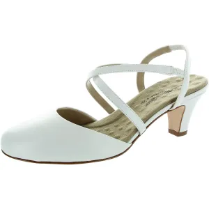 Caliente Womens Padded Insole Leather Slingback Heels