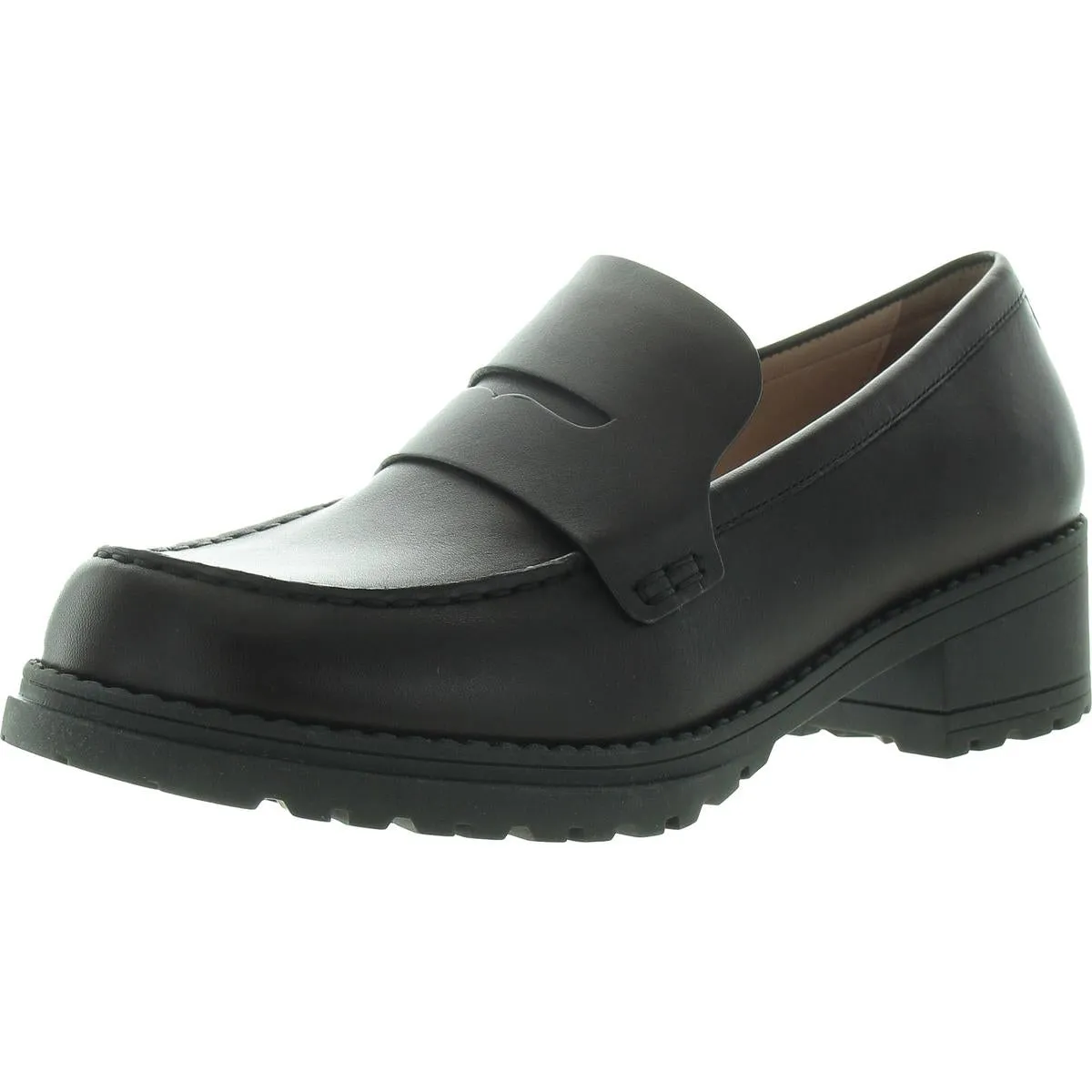 Camea Lug Loafer Womens Leather Embossed Loafer Heels