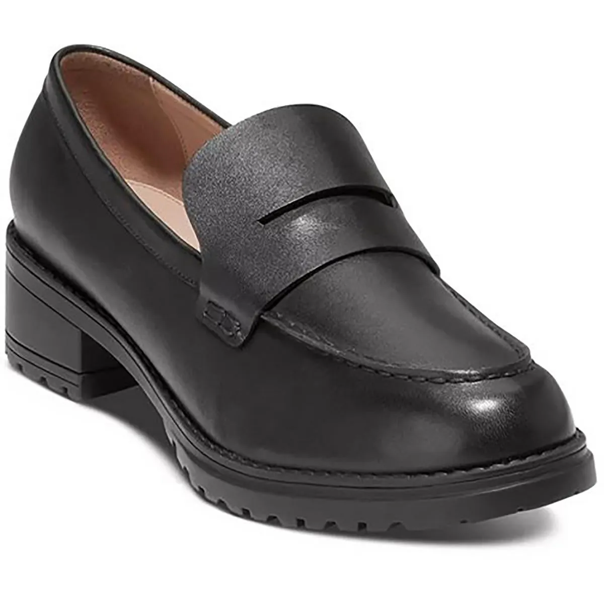 Camea Lug Loafer Womens Leather Embossed Loafer Heels
