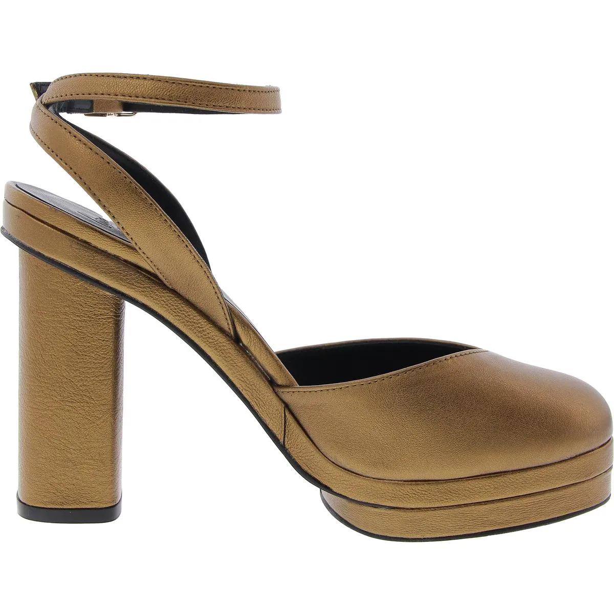 Carla Womens Metallic Leather Ankle Strap