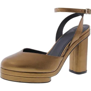 Carla Womens Metallic Leather Ankle Strap
