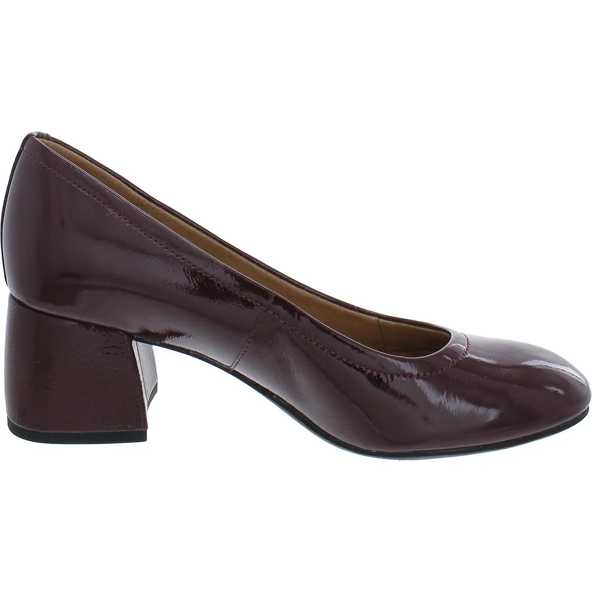 Carmel Womens Patent Leather Round Toe Block Heels