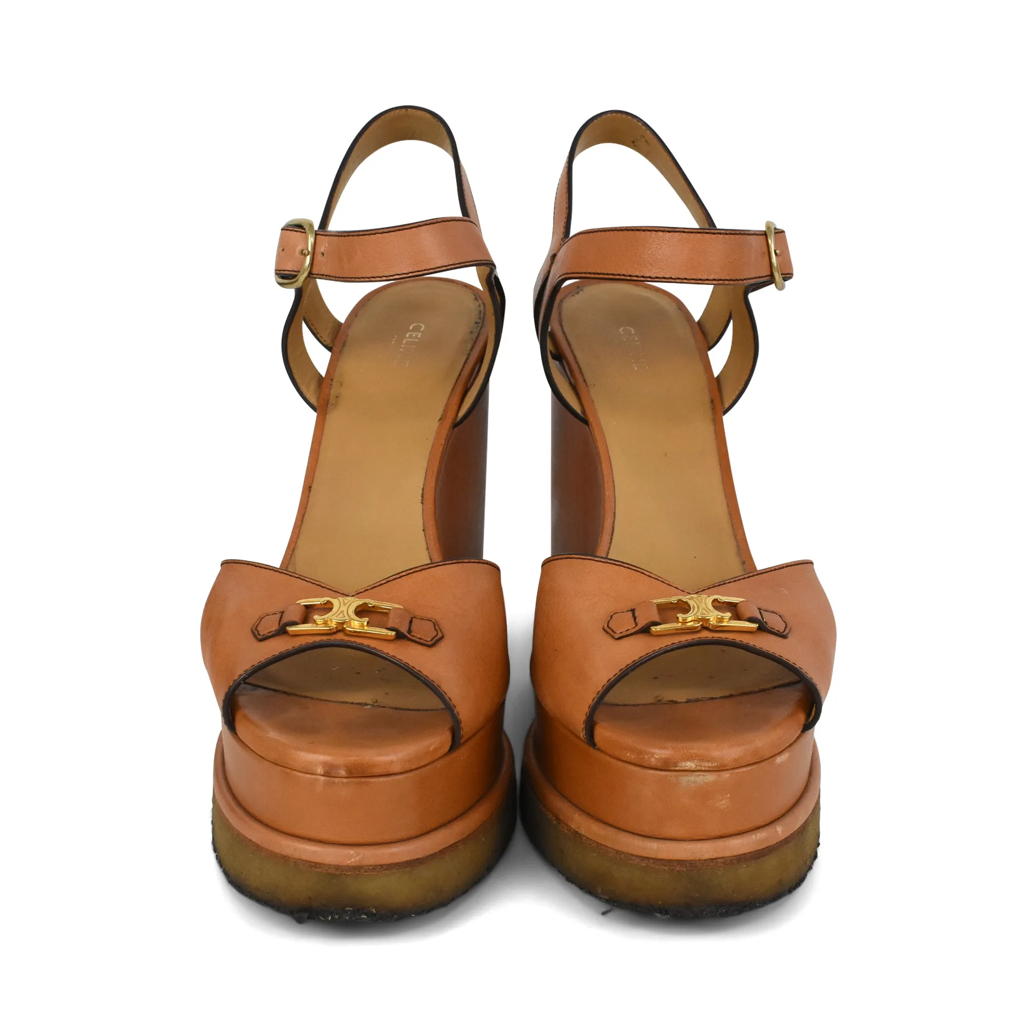 Celine 'Triomphe' Wedge Sandals - Women's 39
