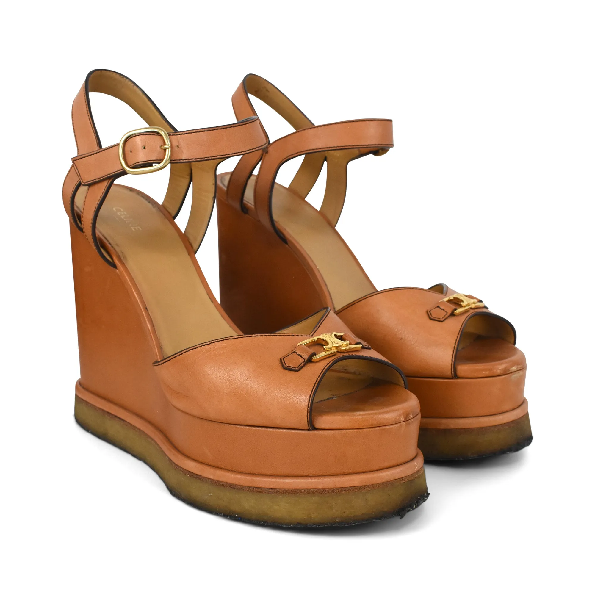Celine 'Triomphe' Wedge Sandals - Women's 39